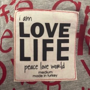 Peace Love World Gray and Red Cozy Cardigan